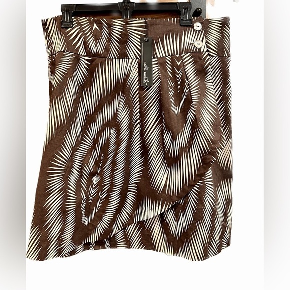 Willi Smith wrap brown and cream fully lined skirt size 10. NWT - Picture 1 of 5